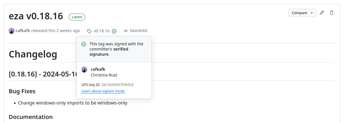 Signed tag